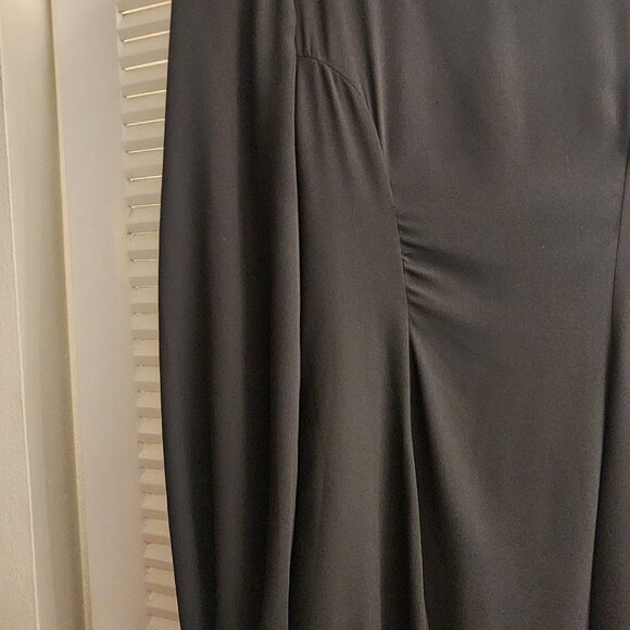 Everly Small Long Sleeve A-Line Shift Black Seamed Chiffon Sheath Dress Back Zip - Picture 2 of 8